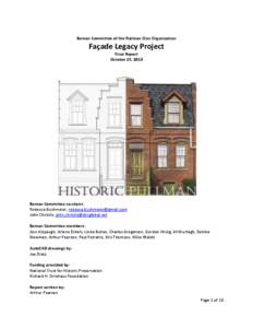 Beman Committee of the Pullman Civic Organization  Façade Legacy Project Final Report October 15, 2013