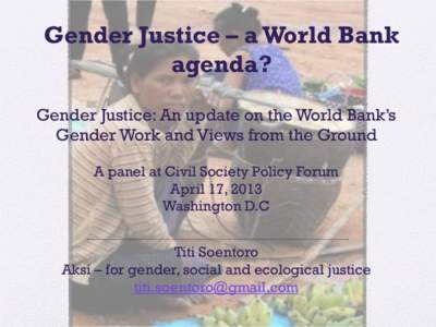 Gender Justice – a World Bank agenda?