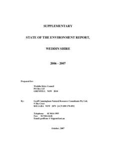 SUPPLEMENTARY  STATE OF THE ENVIRONMENT REPORT, WEDDIN SHIRE