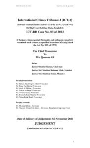 ICT[2]-BD Case No. 03 of[removed]Chief Prosecutor v Mir Quasem Ali International Crimes Tribunal-2 [ICT-2] [Tribunal constituted under section[removed]of the Act No. XIX of 1973]