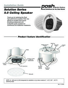 Installation Guide Speaker Systems Solution Series 5.0 Ceiling Speaker