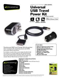 MOBILE ELECTRONICS PRO-SERIES  Universal USB Travel Power Kit