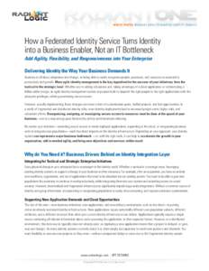 TM  WHITE PAPER: RADIANT LOGIC FEDERATED IDENTITY SERVICE How a Federated Identity Service Turns Identity into a Business Enabler, Not an IT Bottleneck