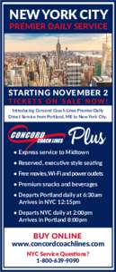 NEW YORK CITY PREMIER DAILY SERVICE STARTING NOVEMBER 2  TICKETS ON SALE NOW!