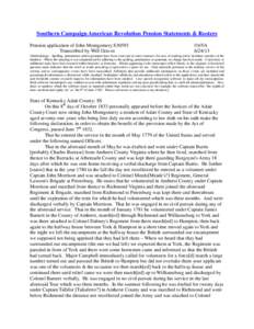 Southern Campaign American Revolution Pension Statements & Rosters Pension application of John Montgomery S30593 Transcribed by Will Graves f16VA[removed]