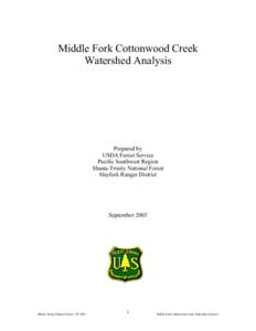 Middle Fork Cottonwood Creek Watershed Analysis[removed]