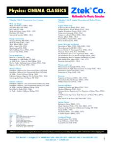 Physics: CINEMA CLASSICS Videodisc 3 Side E: Conservation Laws Contents: Work and Energy Work and Machines (EBEC, 1982) Nails Into Wood (PP, 1968) Pole Vault (PP, 1968)