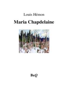 Louis Hémon  Maria Chapdelaine BeQ