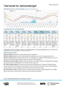 Utskrift: kl 19  Værvarsel for Jernbanetorget Meteogrammet for Jernbanetorget søndag kl 20 til tirsdag kl 20 Mandag 11. mai