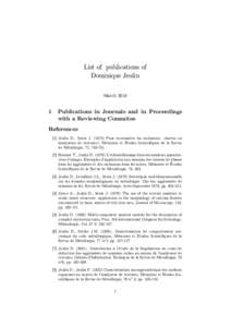 List of publications of Dominique Jeulin March