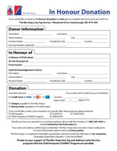 Print Form  The War Amps In Honour Donation