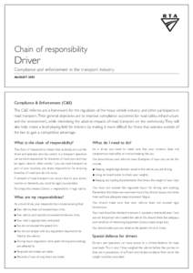 Chain of responsibility  Driver Compliance and enforcement in the transport industry AUGUST 2005