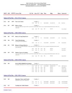 State University of New York at Stony Brook Schedule of Classes for SpringFull Spring Semester Session Statements herein were correct as ofDEPT CRS