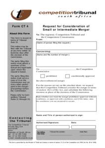 CCForm 12 CT 4 About this Form Request for Consideration of Small or Intermediate Merger