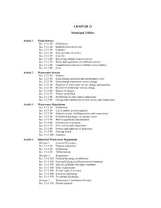 CHAPTER 13 Municipal Utilities Article 1 Trash Service Sec[removed]