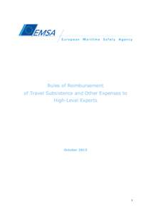 Rules of Reimbursement of Travel Subsistence and Other Expenses to High-Level Experts October 2013