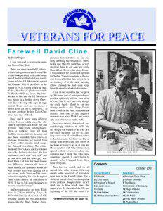 Farewell David Cline By David Zeiger I was very sad to receive the news
