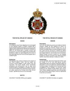 A-DH[removed]AF-003  THE ROYAL RIFLES OF CANADA THE ROYAL RIFLES OF CANADA