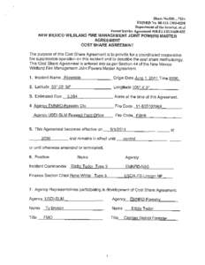 Share No[removed]E1’1NRD No[removed]0288 Department of the Interior, et al Forest Service Agreement #08-Fl-i[removed]NEW MEXICO WILDLAND FIRE MANAGEMENT JOINT POWERS MASTER