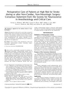 Surgery / Nursing / Perioperative / General anaesthesia / Aspirin / Carotid endarterectomy / Transient ischemic attack / Watershed stroke / Cardiac surgery / Medicine / Stroke / Anesthesia