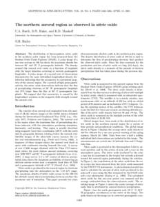 GEOPHYSICAL RESEARCH LETTERS, VOL. 28, NO. 8, PAGES[removed], APRIL 15, 2001  The northern auroral region as observed in nitric oxide C.A. Barth, D.N. Baker, and K.D. Mankoff Laboratory for Atmospheric and Space Physics