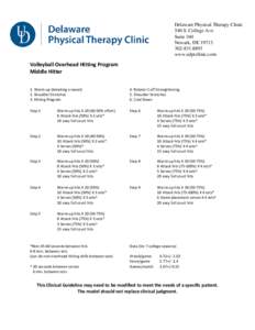 Delaware Physical Therapy Clinic 540 S. College Ave Suite 160 Newark, DE8893 www.udptclinic.com