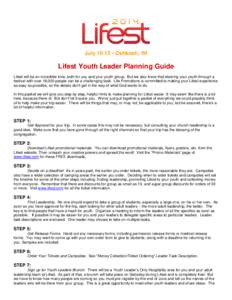 Youth Leader Lifest Packet