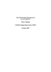 CAN CIVIL SOCIETY INFLUENCE G8 ACCOUNTABILITY? Peter I. Hajnal CSGR Working Paper Series[removed]October 2007