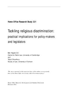 United Kingdom labour law / Religious discrimination / Race Relations Act / Promotion of Equality and Prevention of Unfair Discrimination Act / Sex Discrimination Act / Equality Commission for Northern Ireland / Harassment in the United Kingdom / Disability Discrimination Act / United Kingdom employment equality law / Discrimination / United Kingdom / Anti-racism