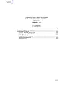 16th Amendment US Constitution--Income Tax