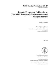 NIST Special Publicationsupersedes 1988 edition) Remote Frequency Calibrations: The NIST Frequency Measurement and Analysis Service