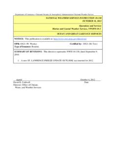 Department of Commerce • National Oceanic & Atmospheric Administration • National Weather Service  NATIONAL WEATHER SERVICE INSTRUCTION[removed]OCTOBER 18, 2012 Operations and Services Marine and Coastal Weather Servi