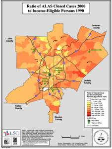 Ratio of ALAS Closed Cases 2000 to Income-Eligible Persons 1990 Gwinnett County  #