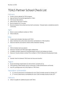 Rev Dec 13, 2013  TEALS Partner School Check List February  