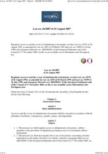 Law no[removed]of 24 August[removed]Imprimir - REGIME DE ACESSO - CADA :: Comissão de Acesso aos Documentos Administrativos