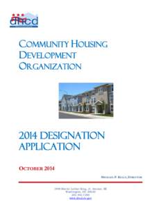 COMMUNITY HOUSING DEVELOPMENT ORGANIZATION 2014 DESIGNATION APPLICATION