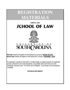 REGISTRATION MATERIALS SPRING 2014 School of Law