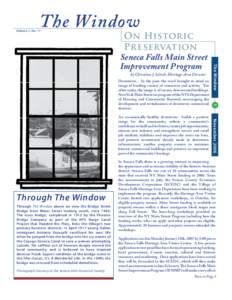 The Window  Volume 1, No. 11 by Christina J. Selvek, Heritage Area Director