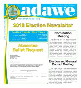 2016 Election Newsletter  News of of thethe Ottawa