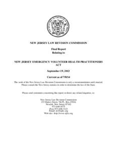 NEW JERSEY EMERGENCY VOLUNTEER HEALTH PRACTITIONERS ACT