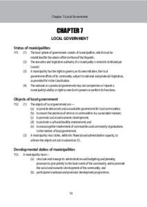 Chapter 7: Local Government  CHAPTER 7 LOCAL GOVERNMENT Status of municipalities 151.