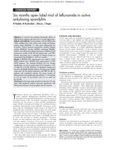 Downloaded from ard.bmj.com on June 20, [removed]Published by group.bmj.com 124 CONCISE REPORT  Six months open label trial of leflunomide in active