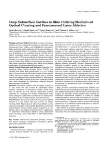 Deep Subsurface cavities in skin utilizing mechanical optical clearing and femtosecond laser ablation