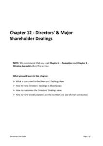 Chapter 12 - Directors’ & Major Shareholder Dealings NOTE: We recommend that you read Chapter 4 – Navigation and Chapter 5 – Window Layouts before this section.