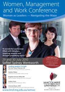 Women, Management and Work Conference “A wonderful conference filled with fabulous, inspiring women and