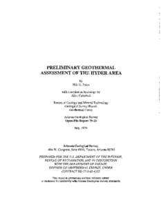 PRELIMINARY GEOTHERMAL ASSESSMENT OF THE HYDER AREA by Nile O. Jones with a section on hydrology by Alice Campbell