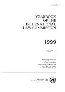Yearbook of the International Law Commission 1999 Volume I