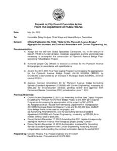 Request for City Council Committee Action  From the Department of Public Works Date:  May 24, 2012