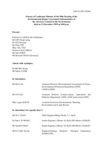 CB[removed]Extract of Confirmed Minutes of the 50th Meeting of the Environmental Impact Assessment Subcommittee of the Advisory Council on the Environment held on 13 December 1999 at 4:00 p.m.