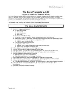 McCarthy Technologies, Inc.  The Core Protocols VCopyright (C) Jim McCarthy and Michele McCarthy (The Core is distributed under the terms of the GNU General Public License as published by the Free Software Foundat